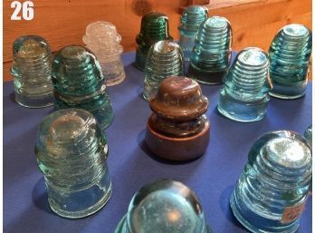 Lot 26 - Lot Of 15 Antique Telephone Pole Insulators, New England Telephone And More