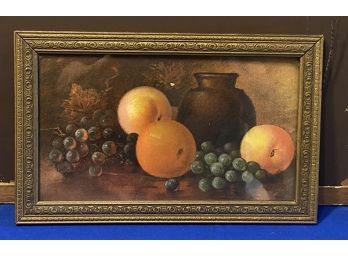 Lot 291 -Still Life Fruit Litho In Antique Frame 14x9