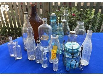 Lot 63 - Antique Bottle Lot With Blue Mason Jar