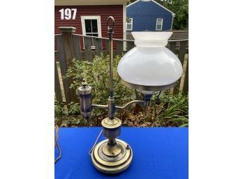 Lot 197 - Vintage Brass Tone White Shade Table Lamp