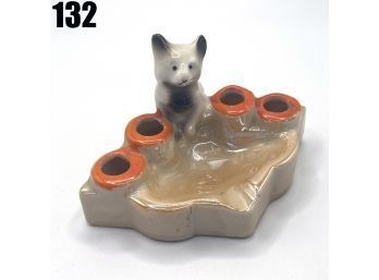 Lot 132 - Antique Cigarette Holder And Ashtray Ceramic With Dog