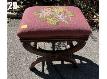 Lot 29 - Antique CA Cook & Co. Cambridge, MA Needlepoint Top Bench