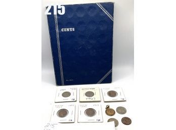 Lot 215 -US COIN Lot Not Graded As Is Condition Lot Of 9 & Penny Collection Book