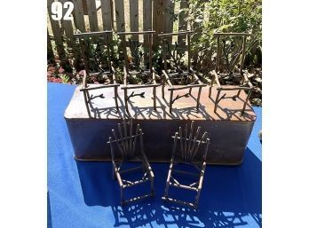Lot 92 - Copper Box And 6 Decorative Small Doll Planter Chairs