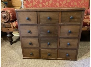 Antique Primitive Apothecary 12 Drawer Chest, Heavy Weight,