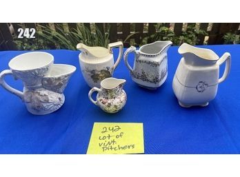 Lot 242 - Lot Of Vintage Collectible Pitchers And Bonus Gravy Boat!