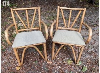 Lot 174 - Vintage Pair Of Bamboo Ratan Chairs Nicely Made