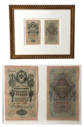 Framed 1909 Russian 10 Ruble Banknotes - #A3