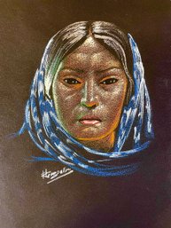 1966 Pastel Portrait On Paper, Signed - #S23-4