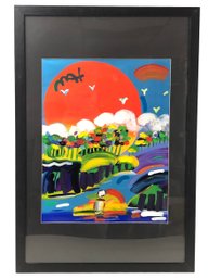 Signed Peter Max 'Sunny Day' Acrylic Mixed Media Painting (Includes COA) - #S12-F