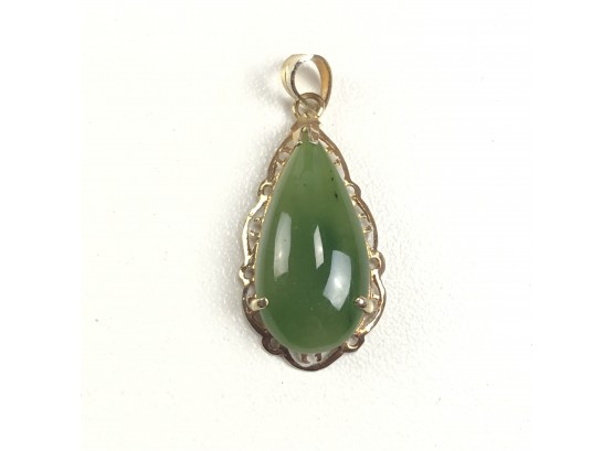 Sterling Silver Jade Pendant With Gold Wash - #C