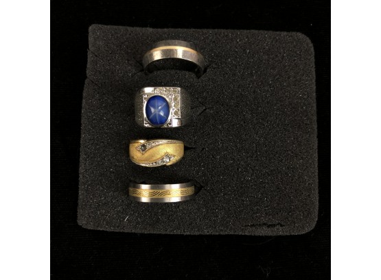 Lot Of Men's Rings - Titanium, 10K Gold Filled, 18KT Blue Star Sapphire, Titanium 14K - #B