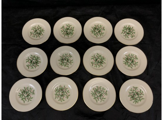 Lot Of 12 Lenox Special Holly Berry 6.5' Dessert / Bread & Butter Plates - #LR2