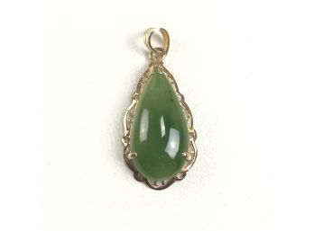 Sterling Silver Jade Pendant With Gold Wash - #C