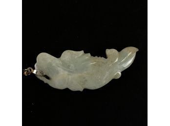 Sterling Silver Jade Koi Fish Pendant With Gold Wash - #C