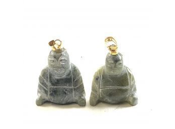 Pair Of Jade Buddha Pendants - #A-R3