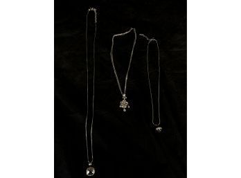Set Of 3 Necklaces - 2 Costume, 1 Sterling Silver - #B-R2