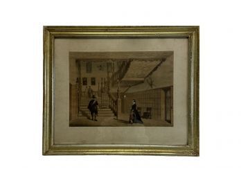 Antique 18th/19th Century Hatfield Herts Staircase Colored Print