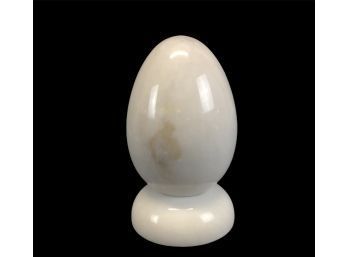 White Marble Egg With Stand - #S11