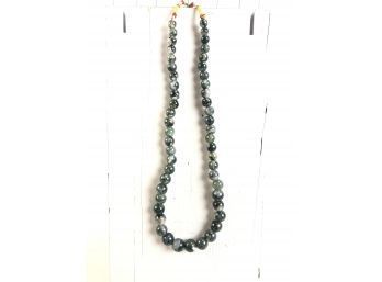 Green Moss Bead Necklace With Silk Clasp - #C