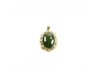 Sterling Silver Jade Pendant With Gold Wash - #A