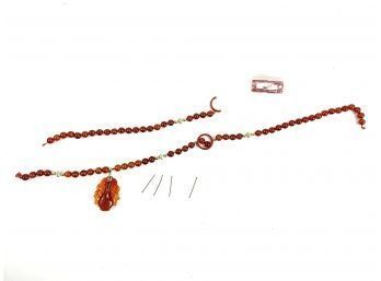Carnelian Bead Necklace With 14k Beads And Bail - #A