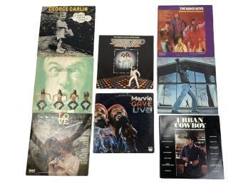 Lot Of 8 LP Vinyl Records - George Carlin, Marvin Gaye, Urban Cowboy, Billy Joel & More - #W3-3