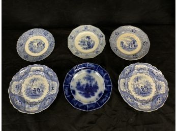 Lot Of Flow Blue & Blue Willow Dinner Plates - #S10-R3
