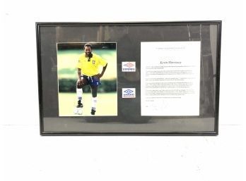 Framed Pele Soccer Photo With Signed Letter - #S6-R3