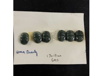 Set Of 6 Green Quartz Scarabs - #C