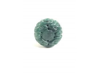 Natural Green Jade Carved Bead - #C