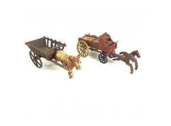 Cast Iron Donkey & Wagon / Horse & Log Wagon - #S13-1