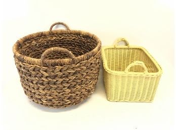 Set Of 2 Wicker Baskets, See Photos For Sizes - #LR2