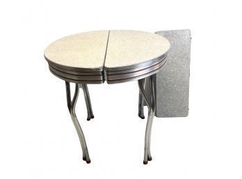 Retro 1950s Round Silver Table With 11' Leaf - #LR1