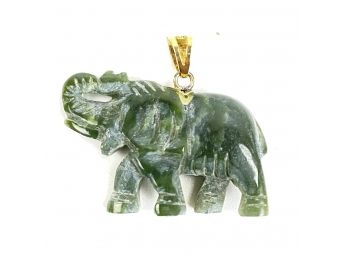 Jade Elephant Pendant With Sterling Bail And Gold Wash - #A