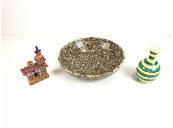 Pebble Bowl & South American Art, Pottery - #BS