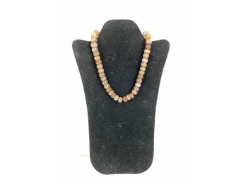 Chinese Polished Stone Beaded Necklace - #A
