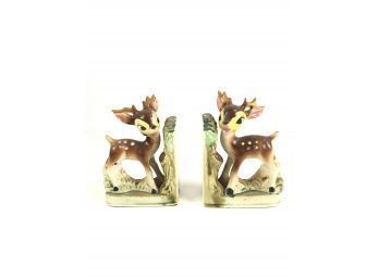 Bambi Ceramic Bookends, Made In Japan - #AR1