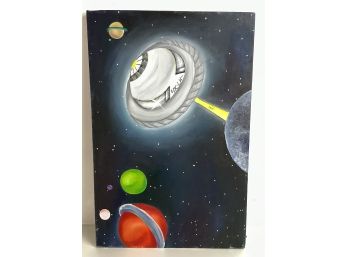 Spaceship & Galaxy Painting On Canvas - #W1