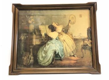 Framed Lajos 'Louis' Jambor 'Little Women: Girls At The Piano' Print - #W1