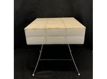 White Faux Leather End Table - #LR2