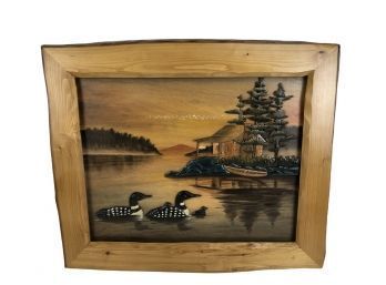 Cabin On The Lake Wood Relief Art - #W1