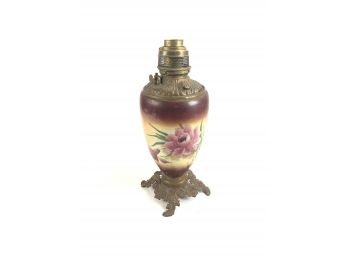 Floral Oil Lamp - Needs Wick - Measures 17' High - #BS