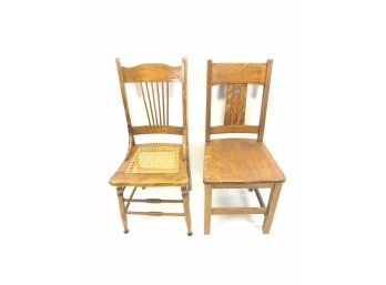 Pair Of Solid Oak Chairs - #RR1