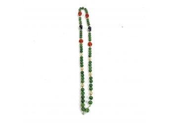 Jade & Carnelian Bead With 14k Gold Accents - Needs To Be Restrung - #A