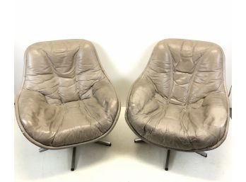 Pair Of Mid Century Overman Leather Chairs - #LR1