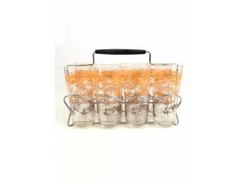 1960s Mid Century Modern Highball Glasses With Caddy - #S2-3