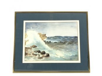 Signed Mary O'Neill Seascape Watercolor Painting, Ca. 1950s - #AR1