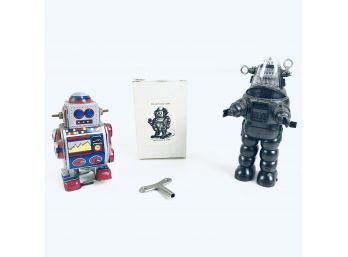 Tin Wind-Up Robot & 1997 Forbidden Planet Robby The Robot - #B-3