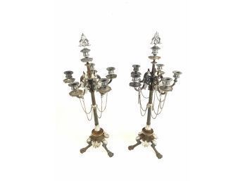 Pair Of Vintage Gothic Style Claw Foot Candle Holders - #RR2